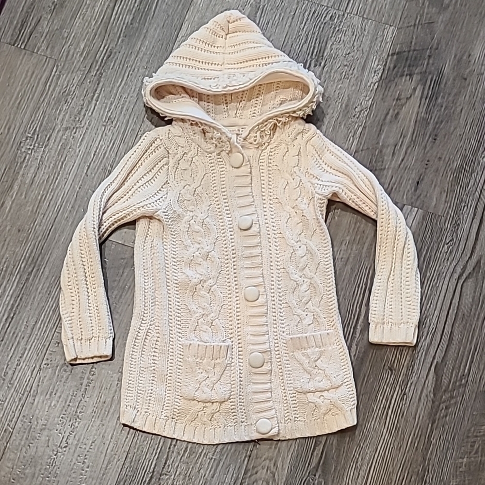Cozy Knit Hooded Sweater Size Medium 5/6